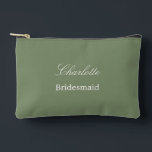 Elegant Bridesmaid Sage Green Accessory Pouch<br><div class="desc">Elegant Bridesmaid Sage Green Accessory Pouch, please personalize the name of the bridesmaid, using the online personalization template before ordering. The personalization template may also easily be used to personalize the design for other wedding guest roles, such as Maid of Honor, by changing the relevant text accordingly before before adding...</div>