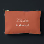 Elegant Bridesmaid Terracotta Accessory Pouch<br><div class="desc">Elegant Bridesmaid Terracotta Accessory Pouch, please personalize the name of the bridesmaid, using the online personalization template before ordering. The personalization template may also easily be used to personalize the design for other wedding guest roles, such as Maid of Honor, by changing the relevant text accordingly before before adding to...</div>