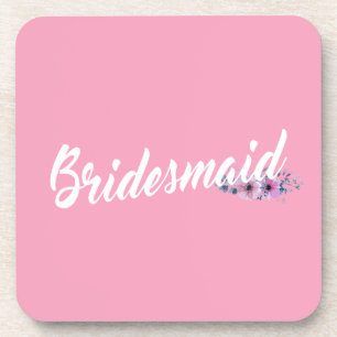 Elegant Bridesmaid Wedding Calligraphy   Coaster