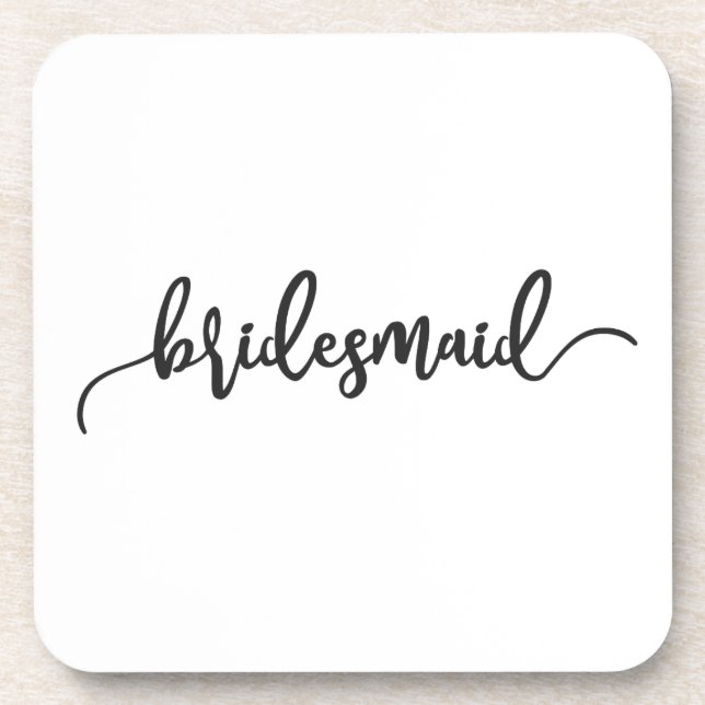 Elegant Bridesmaid Wedding Calligraphy | Coaster (Front)