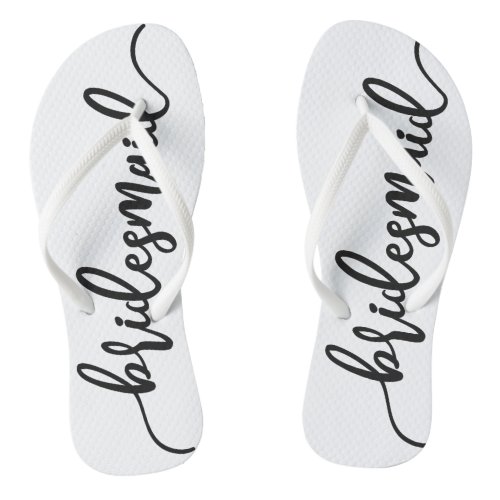 Elegant Bridesmaid Wedding Calligraphy Flip Flops