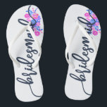 Elegant Bridesmaid Wedding Calligraphy Flip Flops<br><div class="desc">For further customization, please click the "Customize" button and use our design tool to modify this template. If the options are available, you may change text and image by simply clicking on "Edit/Remove Text or Image Here" and add your own. If you wish to have this design added to a...</div>