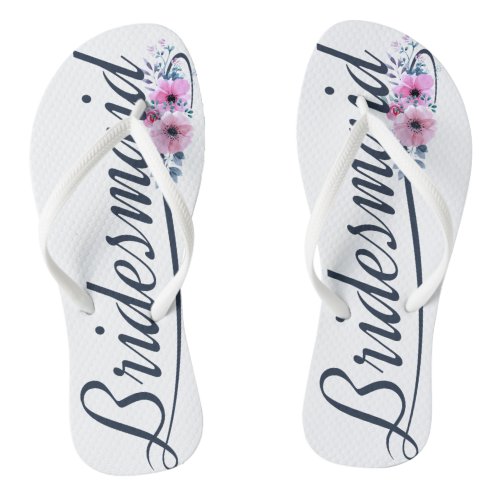 Elegant Bridesmaid Wedding Calligraphy Flip Flops