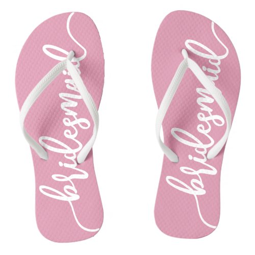 Elegant Bridesmaid Wedding Calligraphy Flip Flops