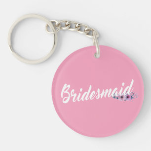 Elegant Bridesmaid Wedding Calligraphy   Keychain