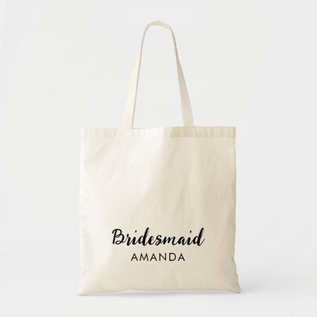 Elegant Bridesmaid Wedding Script Party Favor Tote Bag (Front)