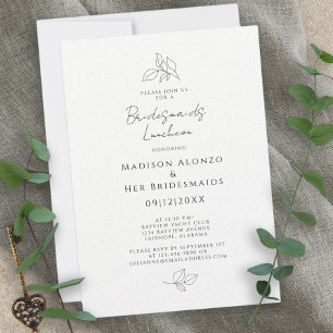 Elegant Bridesmaids Luncheon Leaves Black & White Invitation