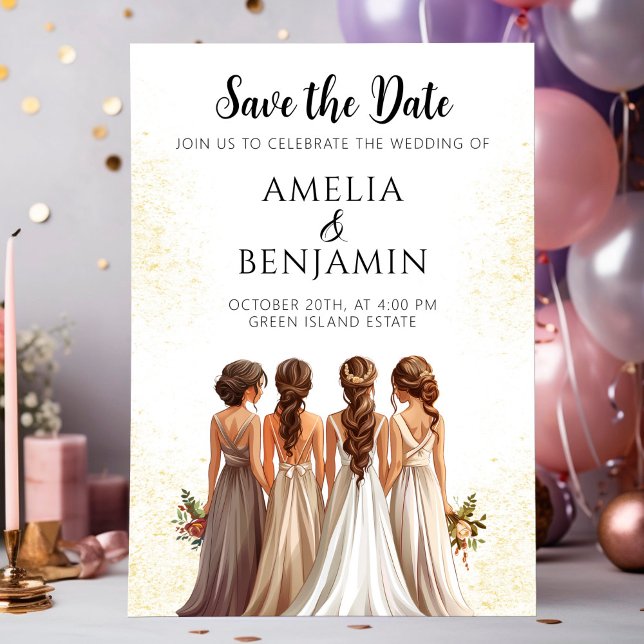 Elegant Bridesmaids Wedding Save the Date Invitation (Creator Uploaded)