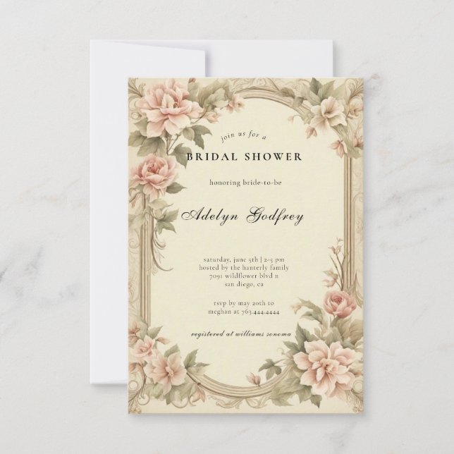 Elegant Bridgerton-Inspired Bridal Shower Invitation (Front)