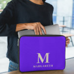 Elegant Bright Blue Monogram Laptop Sleeve<br><div class="desc">Elegant Bright Blue Monogram Laptop Sleeve Protect your laptop with this bright blue and beige font laptop sleeve. Easily personalize it with your own name ( or any other name) by click on "PERSONALIZE THIS TEMPLATE" button. This laptop sleeve is for those who want to protect the laptop with vivid...</div>