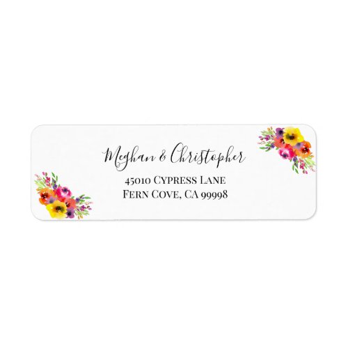 Elegant Bright Boho Floral Wedding Return Address Label