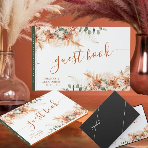 Elegant Bright Boho Terracotta Script Wedding   Guest Book