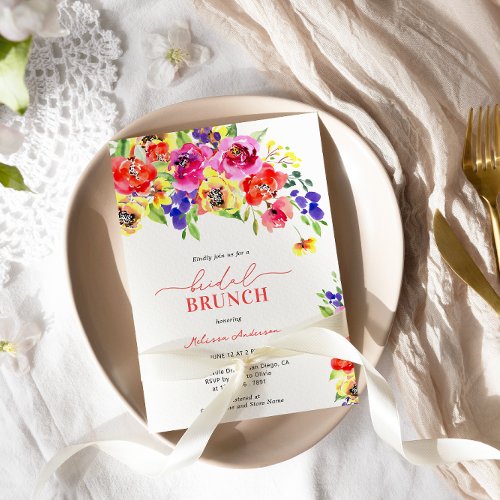 Elegant Bright Colorful Floral Bridal Shower Invitation