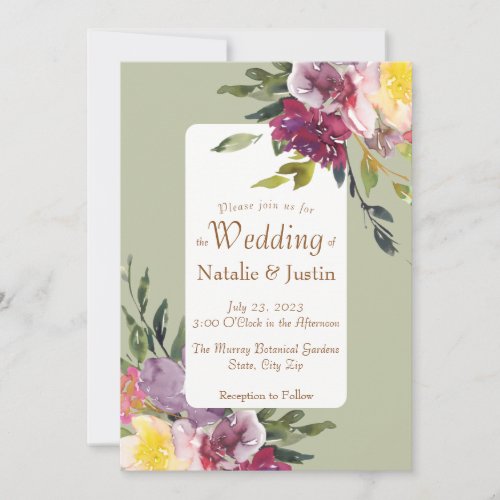 Elegant Bright Colorful Loose Watercolor Floral Invitation