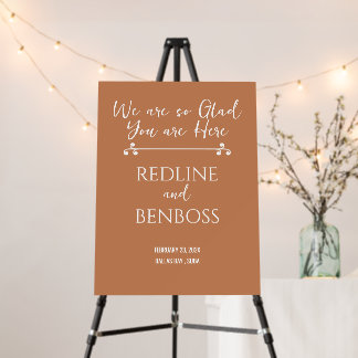 Elegant Bright Copper Minimalist Wedding Welcome Foam Board