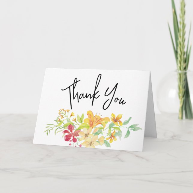 Elegant Bright Floral |  Chic Bridal Shower  Thank You Card (Front)