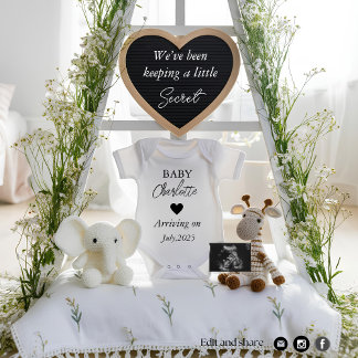 Elegant bright floral pregnancy announcement