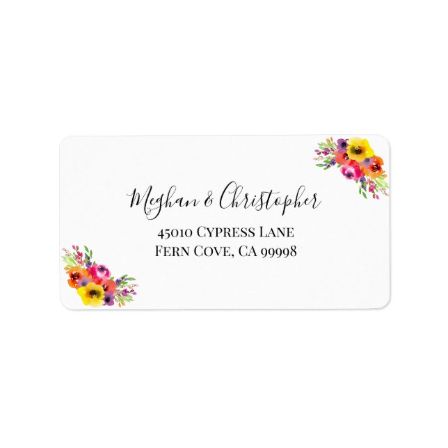 Elegant Bright Floral Wedding RSVP Return Address  Label (Front)