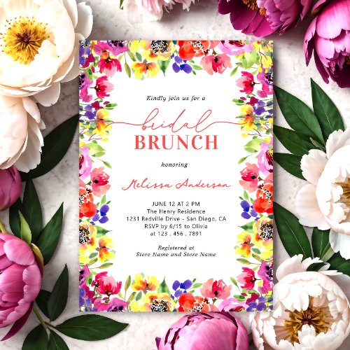 Elegant Bright Flowers Bridal Brunch Invitation