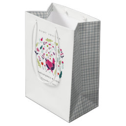 Elegant Bright Folk Farm Floral Birdie Baby Shower Medium Gift Bag