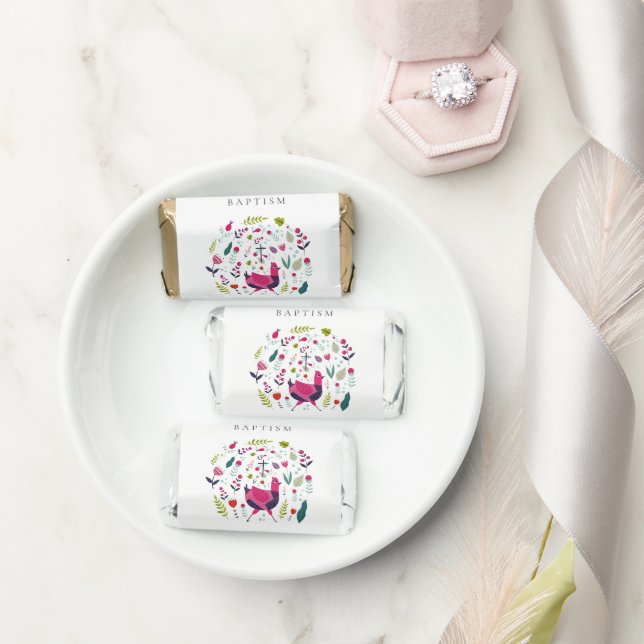 Elegant Bright Folk Farm Floral Birdie Baptism Hershey's Miniatures (Wedding)