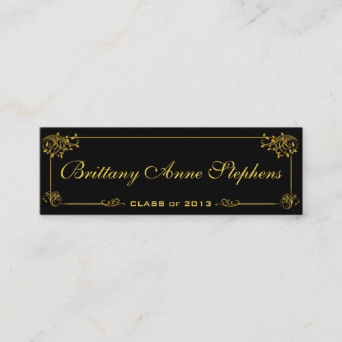 Elegant Bright Gold Graduation Name Card Insert Business Card Template