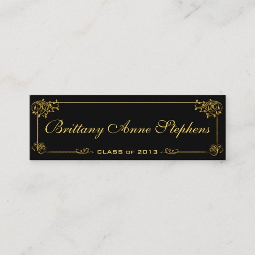 Customizable Elegant Bright Gold Graduation Name Card Insert Business Card Template