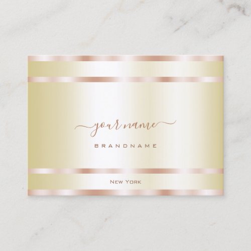 Elegant Bright Luminous Gold and Rose Gold Effect Business Card