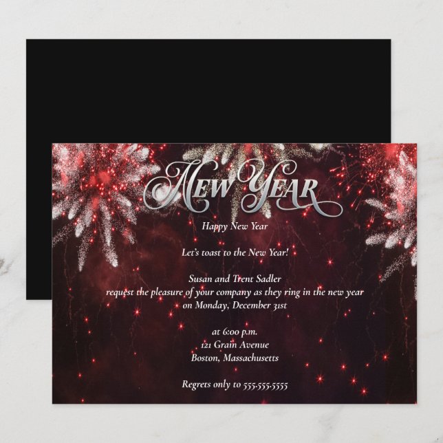 Elegant Bright New Years Eve Party Invitation (Front/Back)