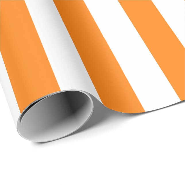 Elegant Bright Orange and White Striped Pattern Wrapping Paper (Roll Corner)