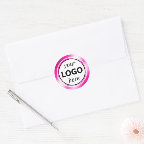 Elegant Bright Pink Color Gradience Your Logo Here Classic Round Sticker