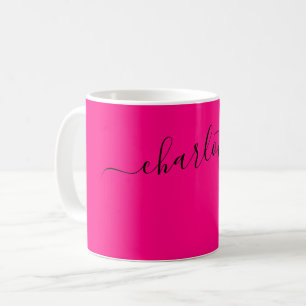 Elegant Bright Pink Color Modern Name Personalized Coffee Mug
