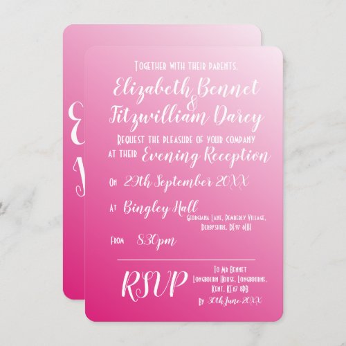 Elegant Bright Pink Evening Invitation