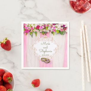 Elegant Bright Pink Floral Napkins