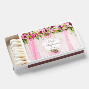 Elegant Bright Pink Floral Wedding Matchboxes