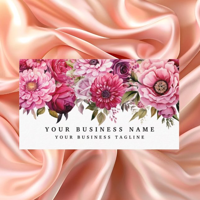 Elegant Bright Pink Flowers Business Cards (Creator Uploaded)