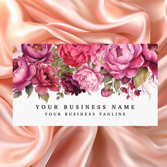 Elegant Bright Pink Flowers Business Cards (Creator Uploaded)