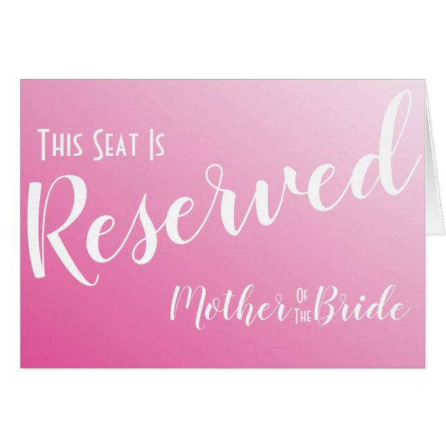 Elegant Bright Pink Reserved Seat Wedding Sign (Front Horizontal)
