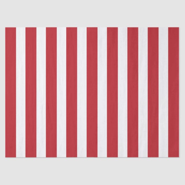 Elegant Bright Red and White Striped Pattern Tissue Paper (Front)