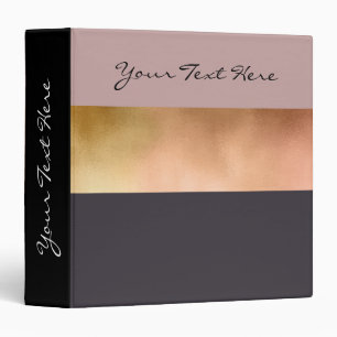 elegant bright rose gold pink grey color block 3 ring binder
