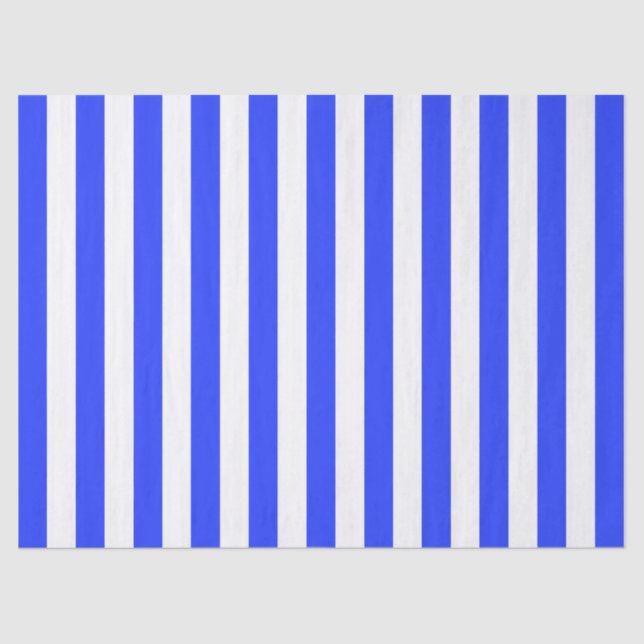 Elegant Bright Royal Blue Striped Pattern Tissue Paper (Front)