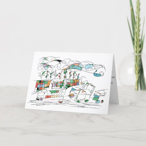 Elegant Bright Whimsical Train  Thank You Card