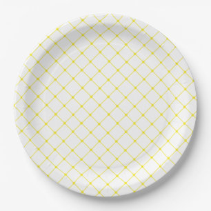 Elegant Bright Yellow Trellis Pattern Paper Plates