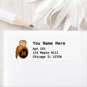 Elegant British Barn Owl Monogram Label