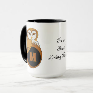Elegant British Barn Owl Monogram Mug