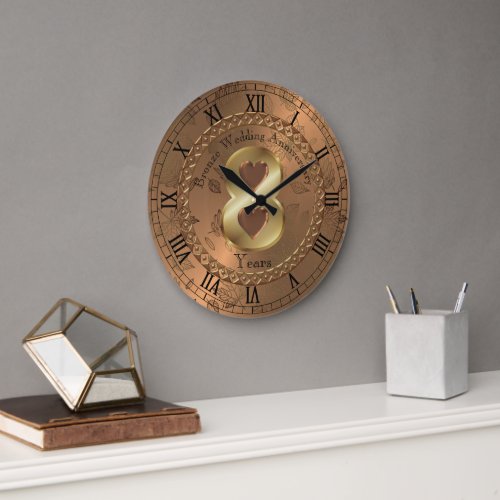 Elegant Bronze 8th Anniversary Gift Idea Large Clock