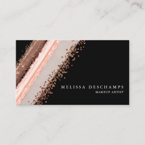 Elegant Bronze Blush Black Make Up Strokes Business Card