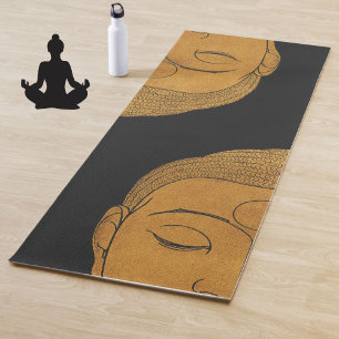 Elegant Bronze Buddha Zen Black Meditation Yoga Mat