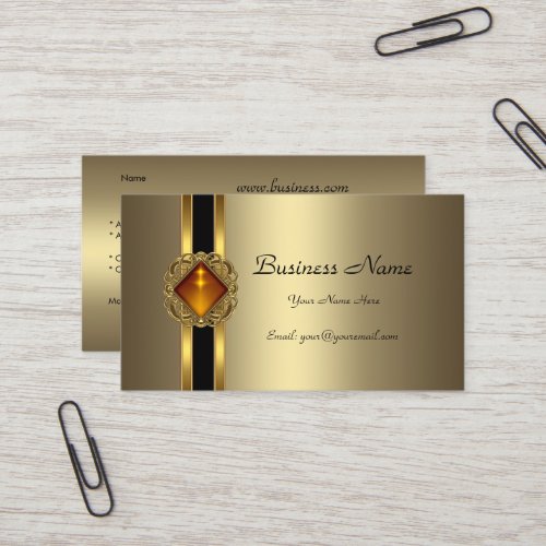 Elegant Bronze Gold Black Amber jewel Business Card