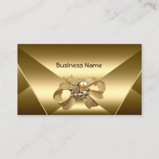 Elegant Bronze Gold Bow Jewel Business Card